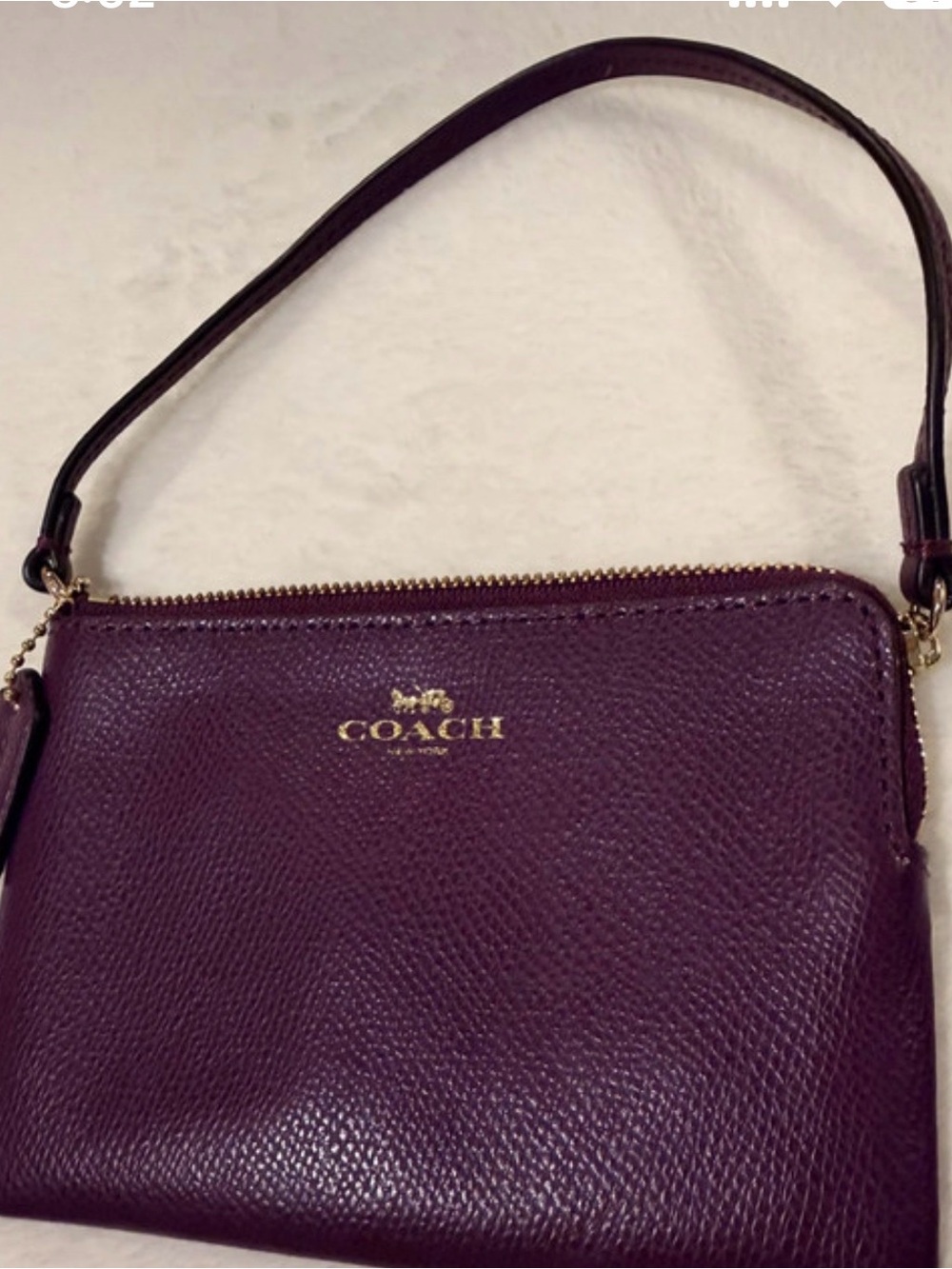 Coach F53429 Plum Purple Leather Mini Bag Gold Hardware